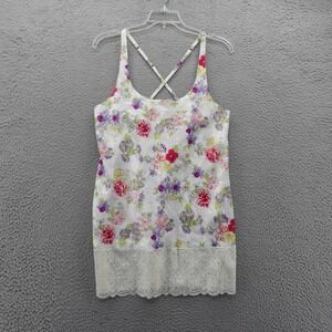 Victorias Secret Vintage Gold Label Floral Chemise Medium White Pink Womens Lace